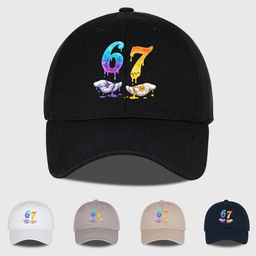 Colorful Dripping Number 67 Print Baseball Cap