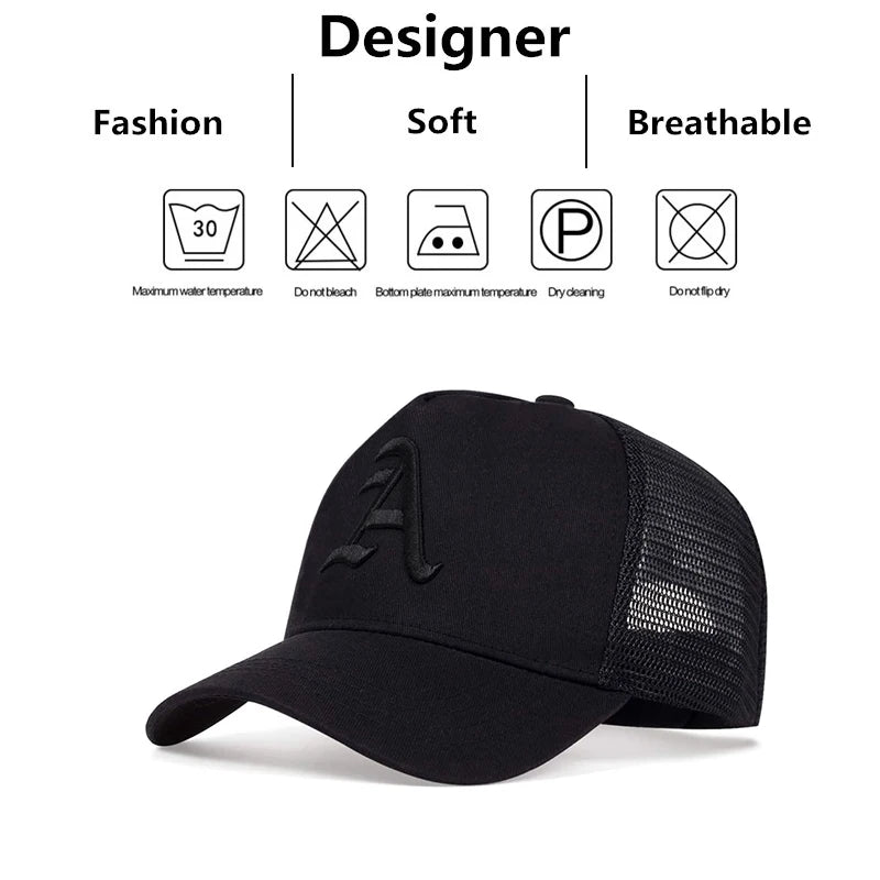 Unisex Gothic Letter A Embroidery Embroidery Baseball Net Caps