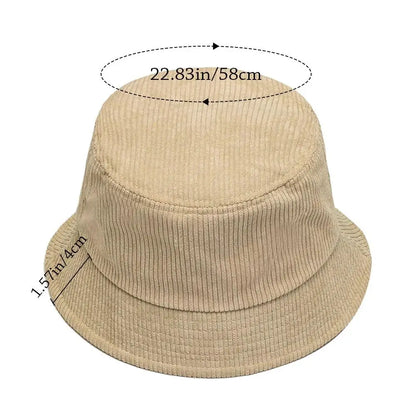 Outdoor Corduroy Bucket Hat Warm Plush Panama Hat Soft Winter Fisherman Cap Men Women