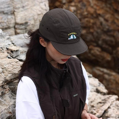 Japanese Short Brim Embroidery Baseball Cap For Women Men