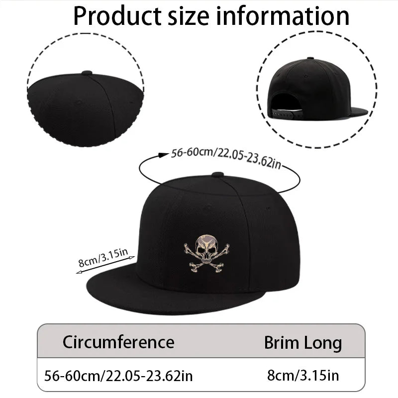 Skull and Crossbones Flat Brim Baseball Cap