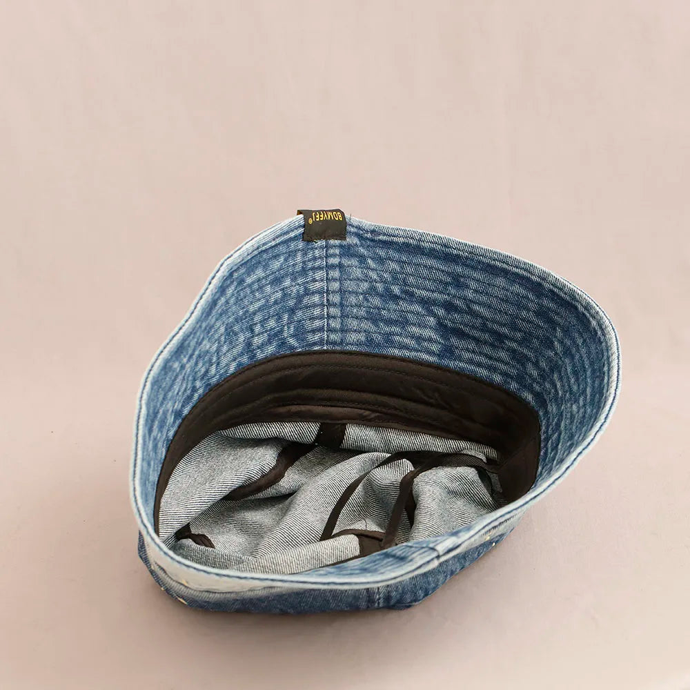 2026 Washed Denim Bucket Hat Women Fisherman's Hat