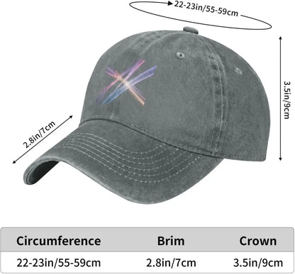 Black Streaming Yarn Printed Washed Cowboy Baseball Cap