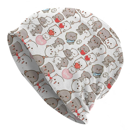 Kawaii Peach Cat Eating Strawberry Cake Caps Goma Mochi Men Women
