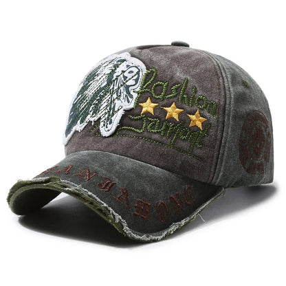 Unisex Washed Cotton Vintage Cap Letter Embroidery Baseball Cap Men And Women
