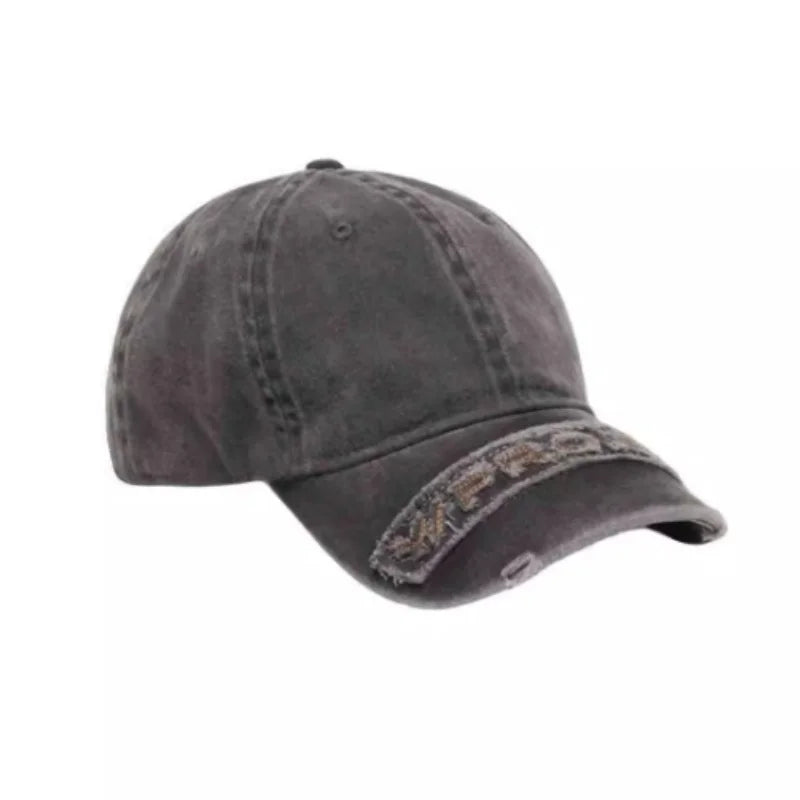 Personality Washed Gray Edged Worn-Out Baseball Cap