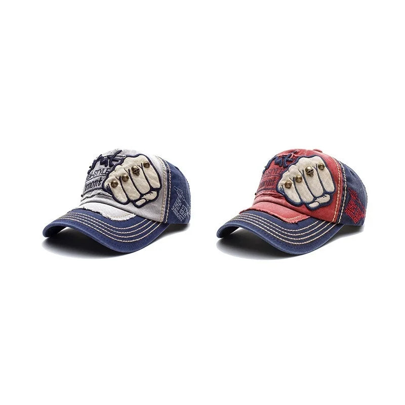 High Quality Fist Rivet Element Embroidery Cotton Baseball Cap Hip Hop Hat