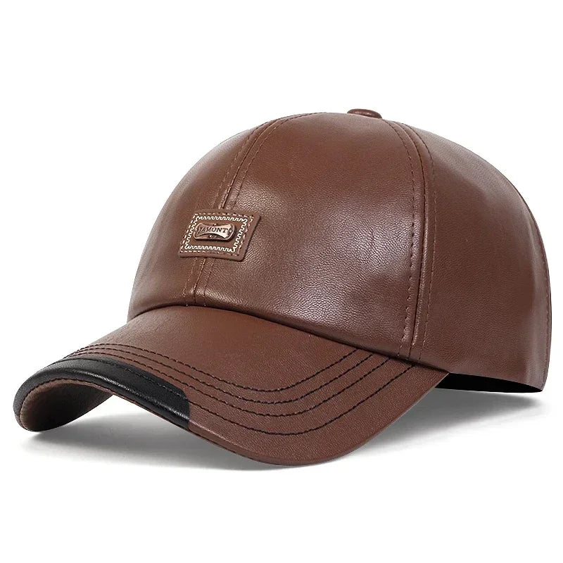 Unisex Jamont Label Leather Baseball Caps Outdoor Spring and Autumn