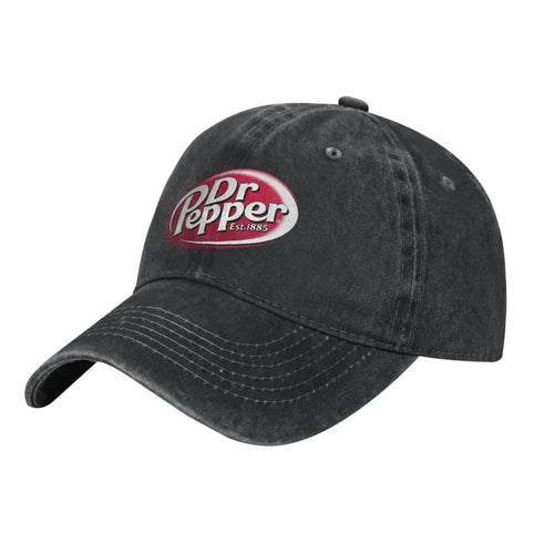 Dr Pepper Letter Baseball Cap Casual Distressed Washed Drink Baseball Hat for Men Women