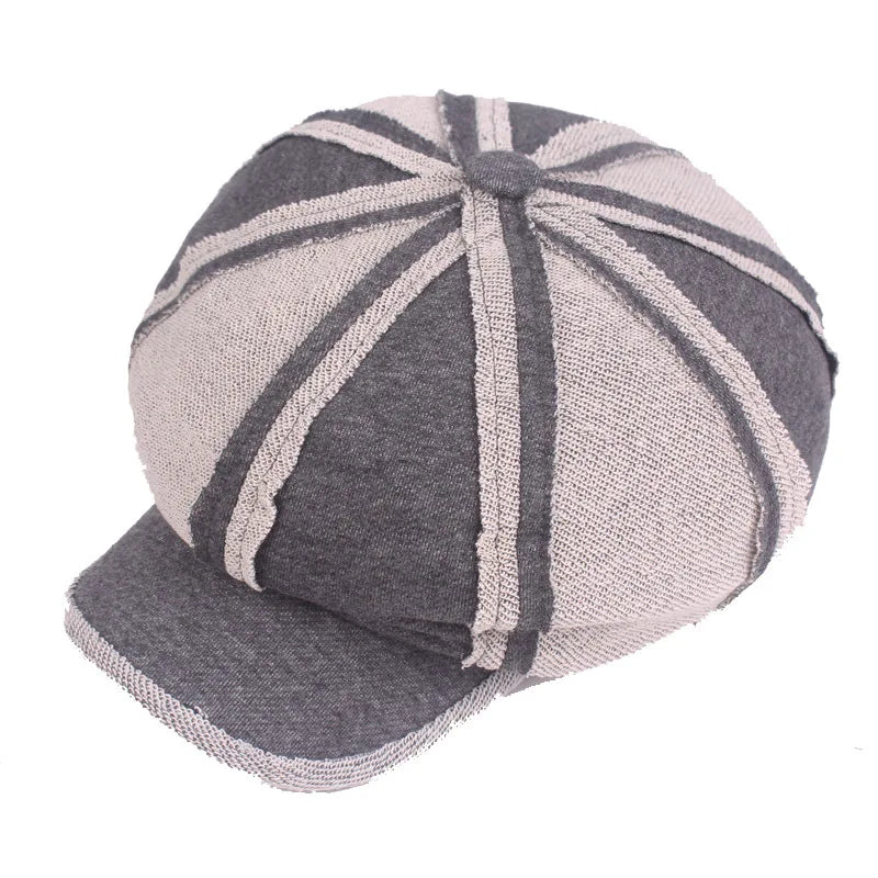 Street Style Octagonal Cap Women's Distressed Painter Cap