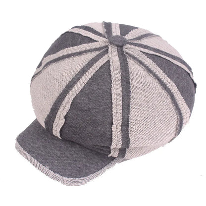 Street Style Octagonal Cap Women's Distressed Painter Cap