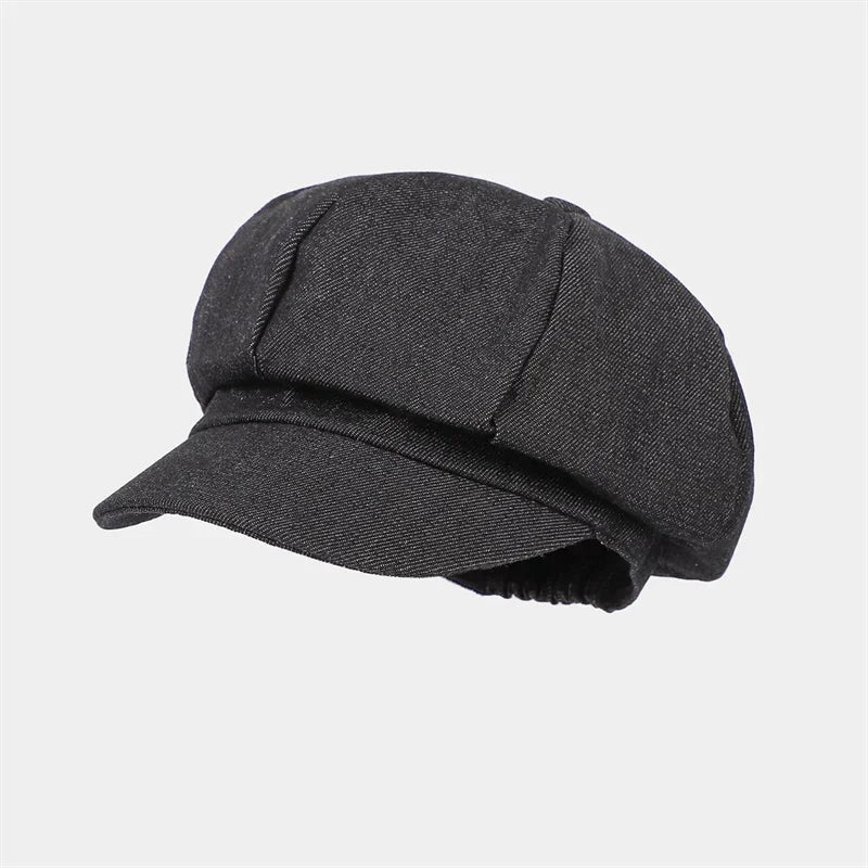 Spring And Autumn Denim Solid Octagonal Hats