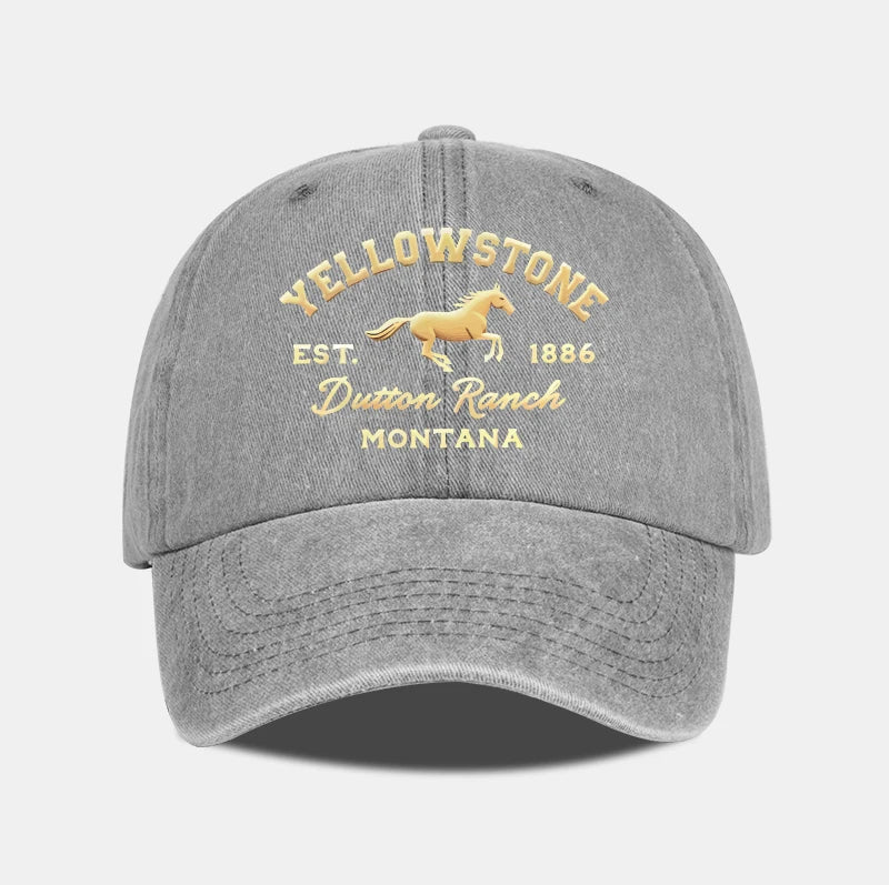 Yellowstone Horse Print Washed Baseball Cap Lightweight Breathable Adjustable Unisex Casual Cap