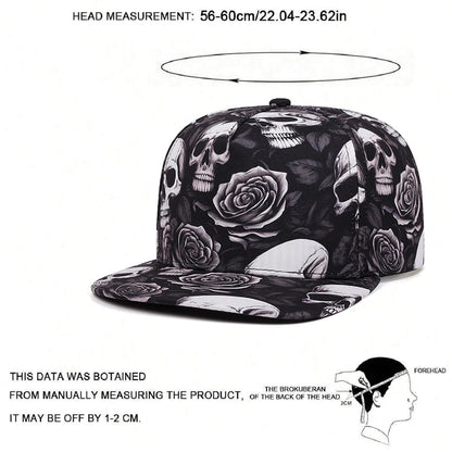 Fashion Skeleton Print Snapback Hat Adult Hip Hop Caps Outdoor Sports Sun Hats
