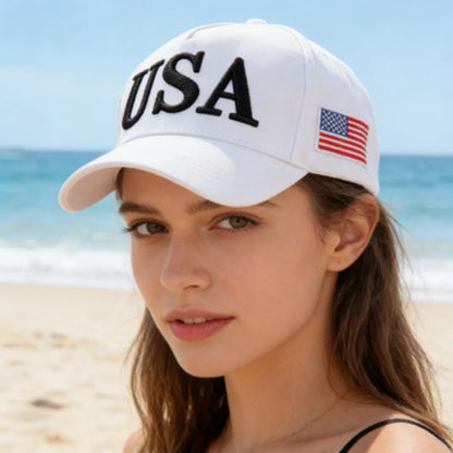 Fashion USA Letter Embroidered Baseball Cap American Flag Patch Adjustable Patriotic Dad Hat Outdoor Casual Daily