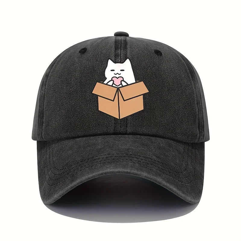 Cute Cat Printed Pattern Baseball Hat Cute Style Men's and Women's