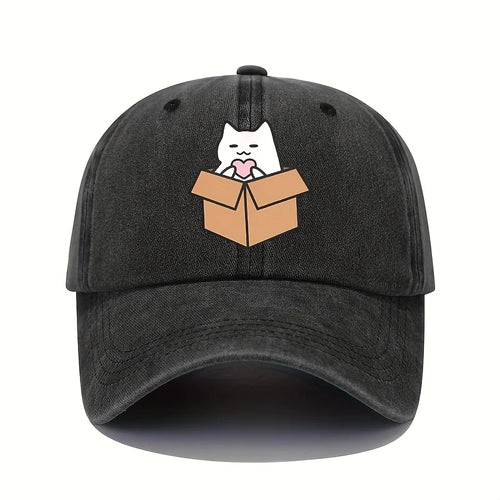 Cute Cat Printed Pattern Baseball Hat Cute Style Men's and Women's
