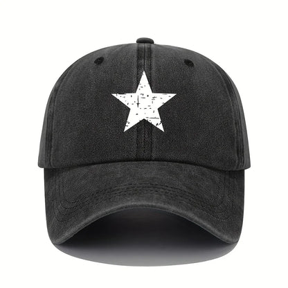 Star Print Baseball Cap Retro Lightweight Washed Cap Adjustable