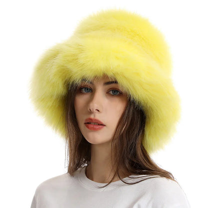 Hat Woman Winter Faux Fur Fisherman Hat Woman