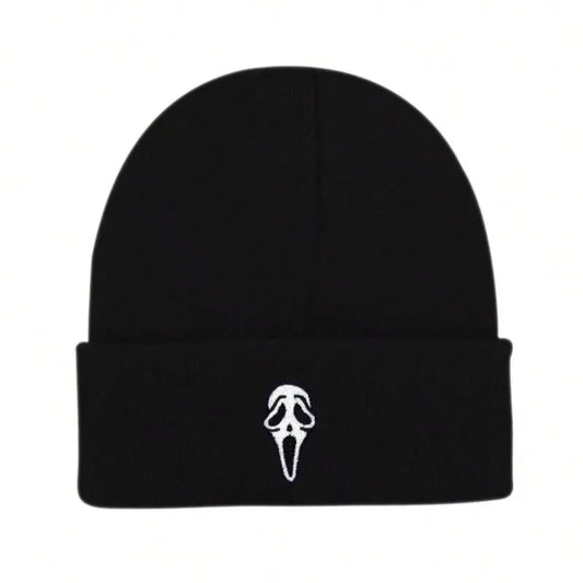 Unisex Winter Warm Skull Embroidery Knit Beanie Hat