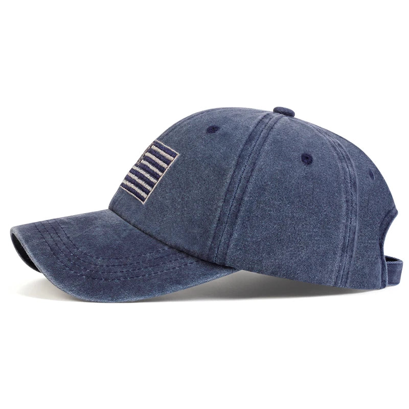 Unisex American Flag Embroidery Wash Baseball Caps Spring and Autumn Outdoor