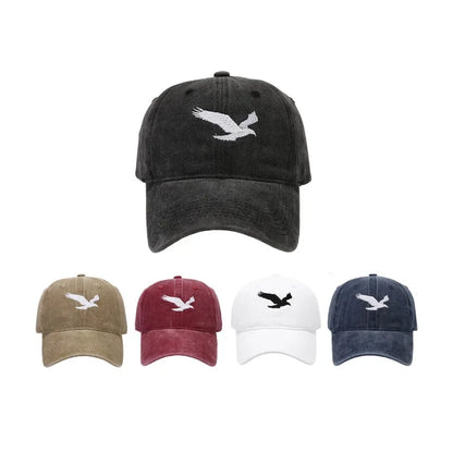 Unisex Eagle Embroidery Print Wash Baseball Cap