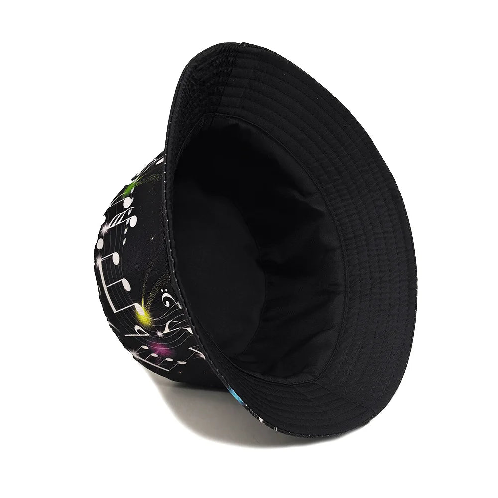 Fashion Musical Note Print Bucket Hat Travel Beach