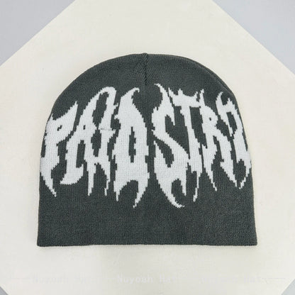 New Men Women Street Jacquard Flame Letters Knitted Hats