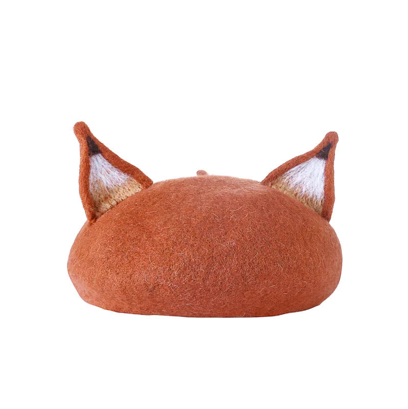 Women Handmade Beret Hat Female Hat Autumn Wool Felt Cloud Painter Cap