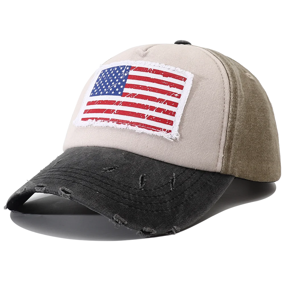 New Designer USA Flag Embroidered Baseball Cap Vintage 5 Panel Snapback