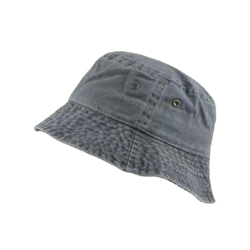 Washed Denim Bucket Hat Girls Lady Panama Sun Hat Bob Caps