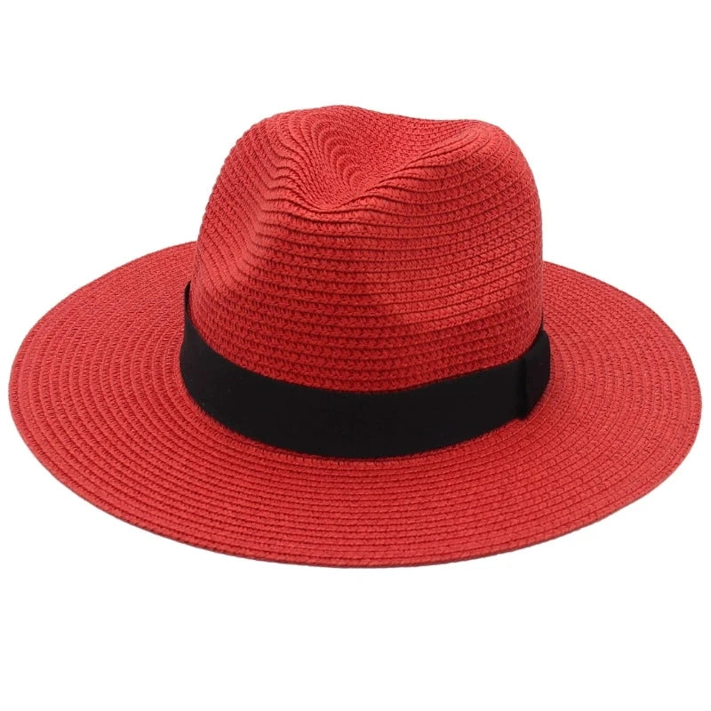 Spring And Summer Hot Selling Panama Straw Hat Square Black Ribbon Korean Style Hat