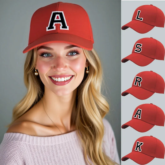 Unisex Embroidered 26 Alphabet Letter Baseball Cap, Adjustable Casual Breathable Sunscreen Cap