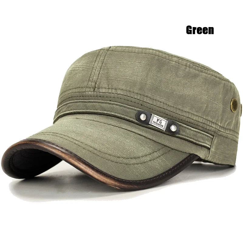 Leather Brim Washed Distressed Cotton Adjustable