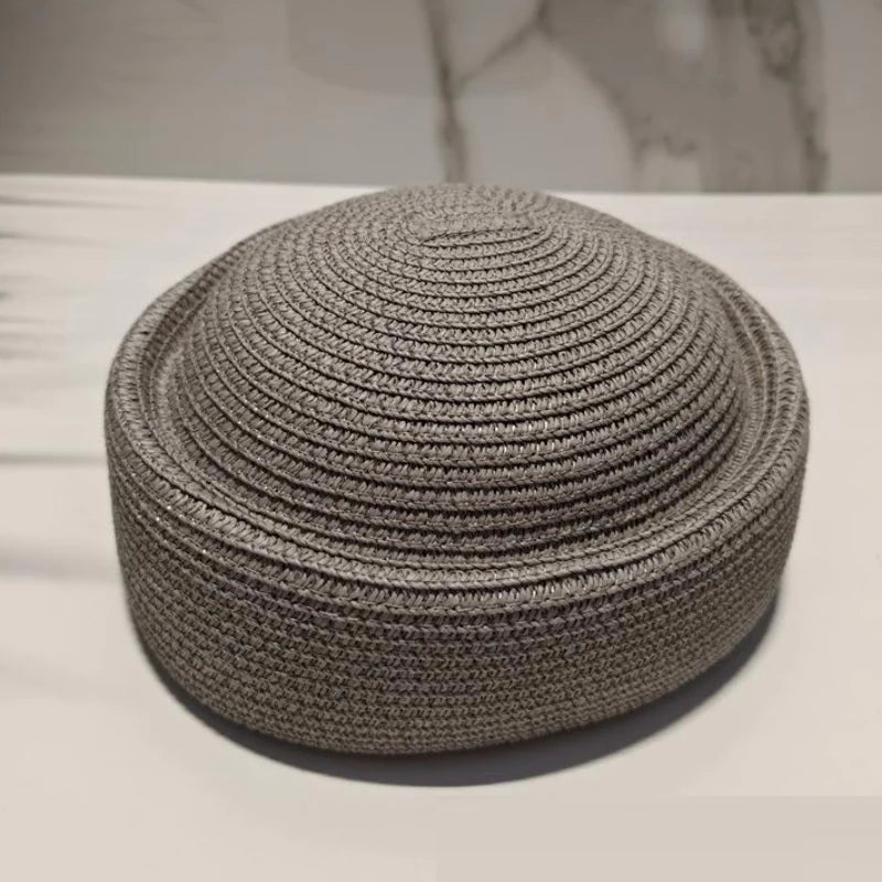Straw Pillbox Hat Summer Beret Sun Hat