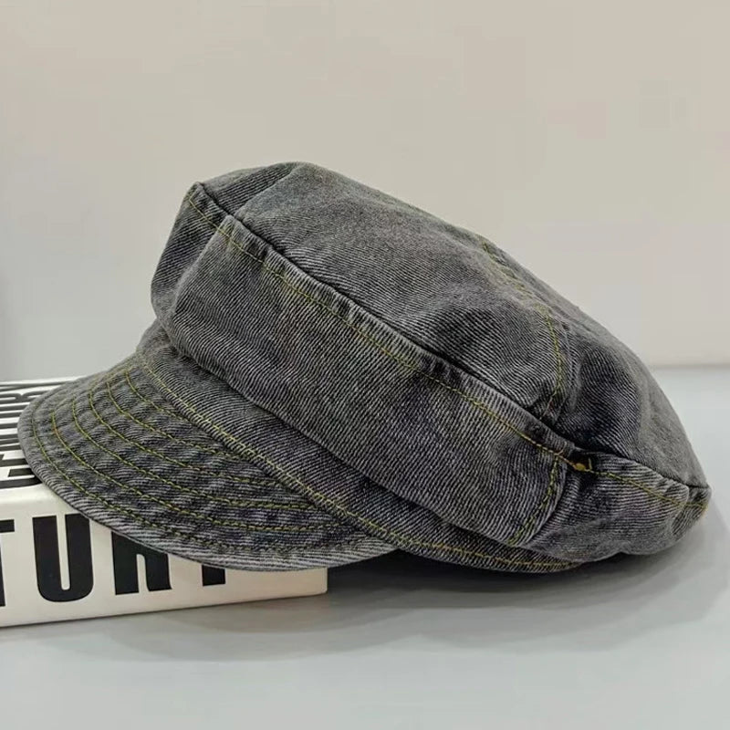 New Flat Top Washed Denim Jean Cowboy Hat