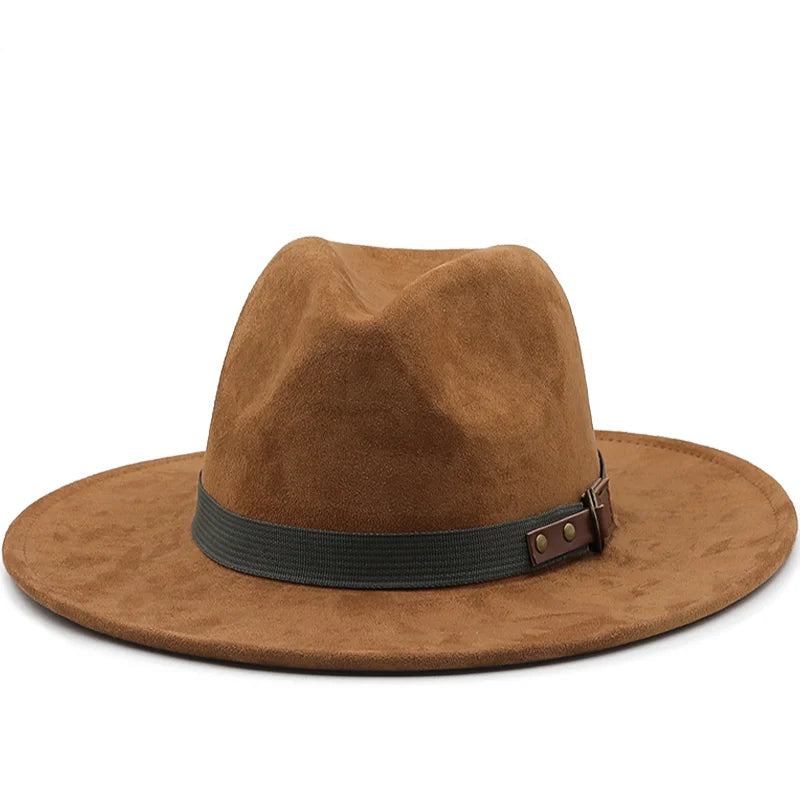 Men Suede Fedora Warm Jazz Hat
