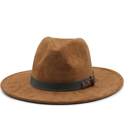 Men Suede Fedora Warm Jazz Hat