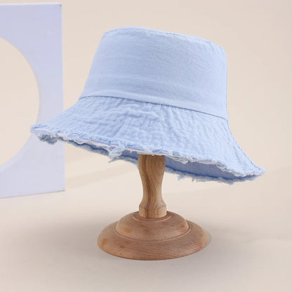 Women American Vintage Distressed Frayed Edge Bucket Hat