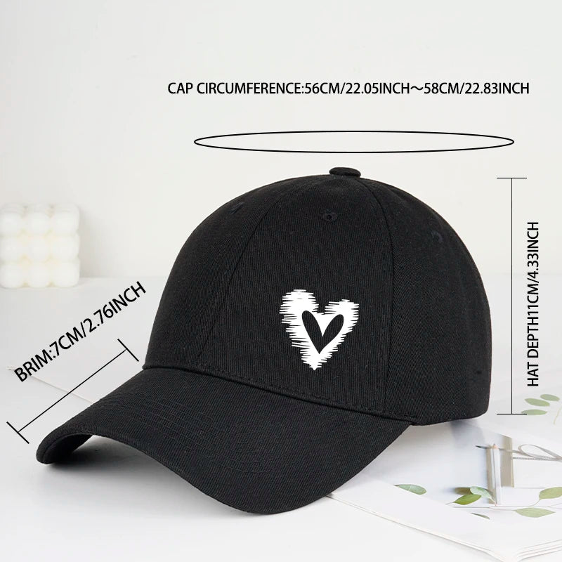 Stylish, Minimalist Baseball Cap with Heart Print