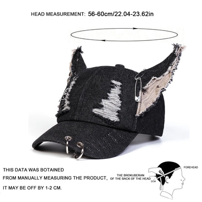 Unisex Cute Ear Design Iron Ring Cowboy Baseball Caps