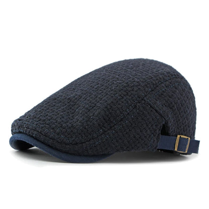 Autumn Flat Peaked Cap For Men Solid Knit Beret Hat Women