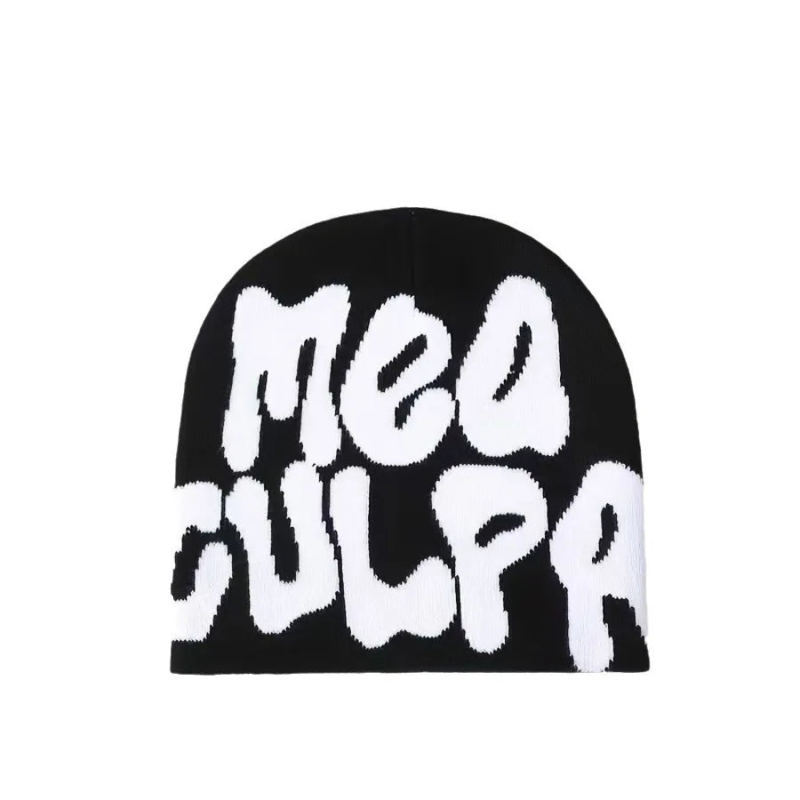 Solid-Color Letter Knitted Hat Winter Hat