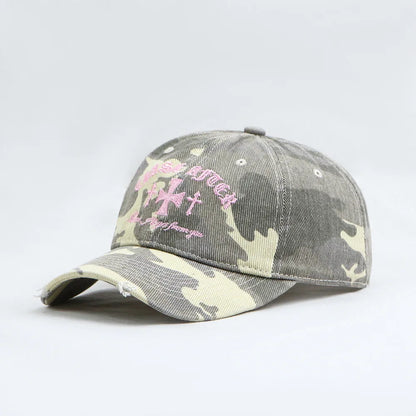 Fashionable and Retro Cross-stitch Camouflage Baseball Cap