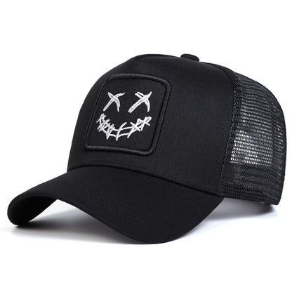 Unisex XX Smiling Face Embroidery Baseball Net Caps Spring and Summer