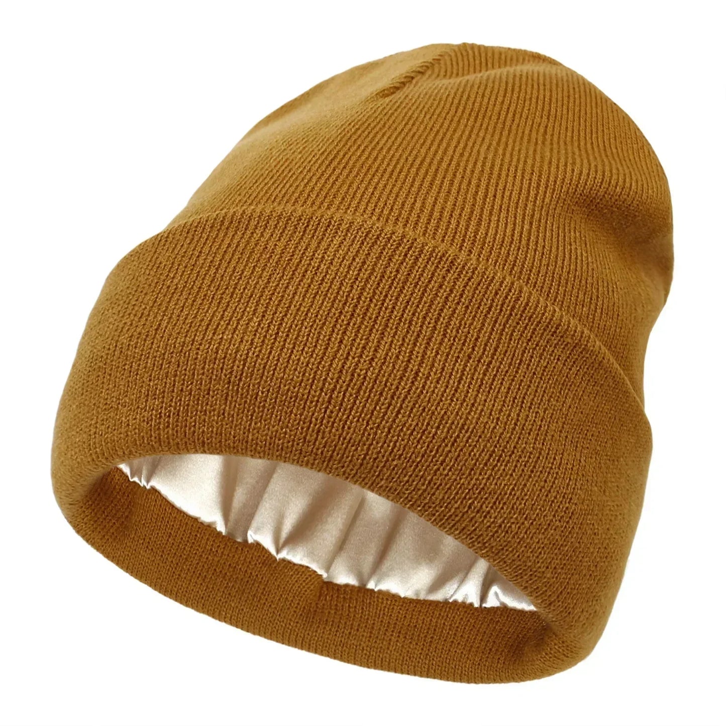 New Unisex Winter Hat Silk Satin Lined Beanies Men And Women Two-Sided