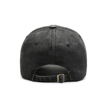 Vintage Distressed Hole Embroidery Letter Denim Baseball Cap