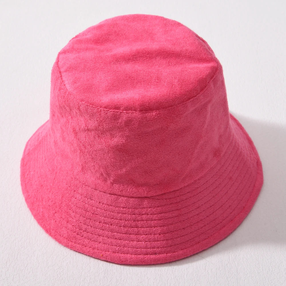 Simple Terry Cloth Towel Bucket Hat Spring Autumn