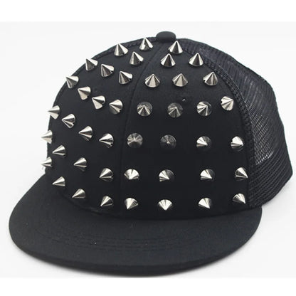 Men and Women's Rivet Flat Hat Punk Rock Hip Hop Stud Snapback Caps Y2K