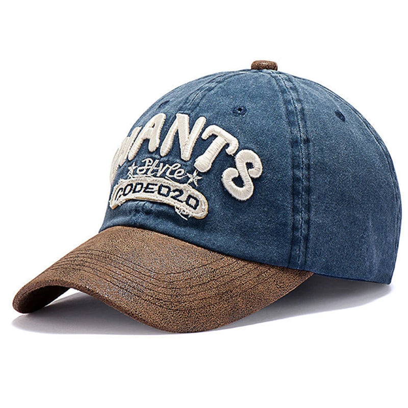Unisex Washed Cotton Baseball Cap Giants Letter Embroidery Hat For Women And Men